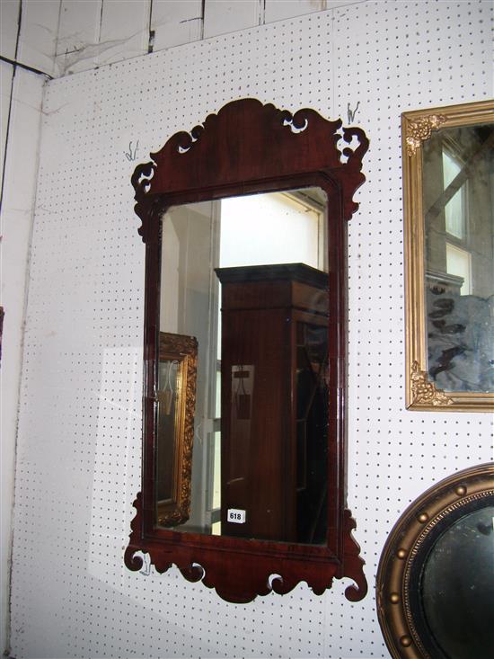 Mahogany fret cut wall mirror